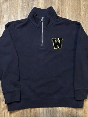 H&M Peanuts Quarter Zip Hoodie With Graphic Design
